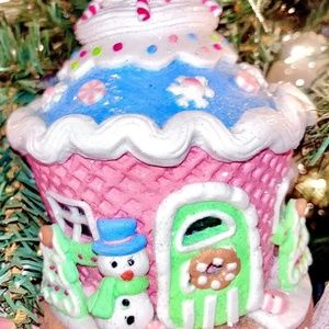 Illuminating Multicolor Resin Gingerbread House Figurine by Valerie